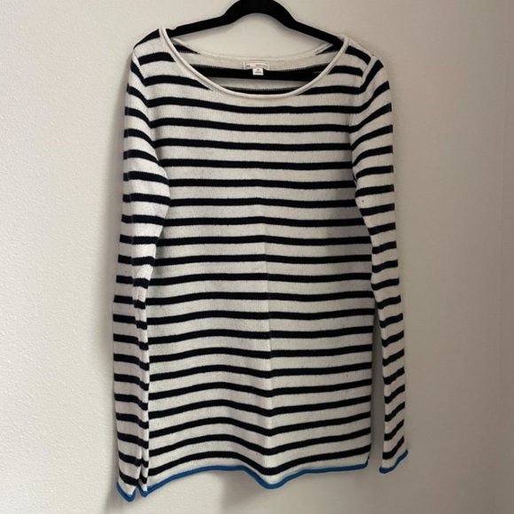 Like New Gap Cotton Cashmere Roll Hem Fisherman Stripe Sweater - Picture 2 of 4